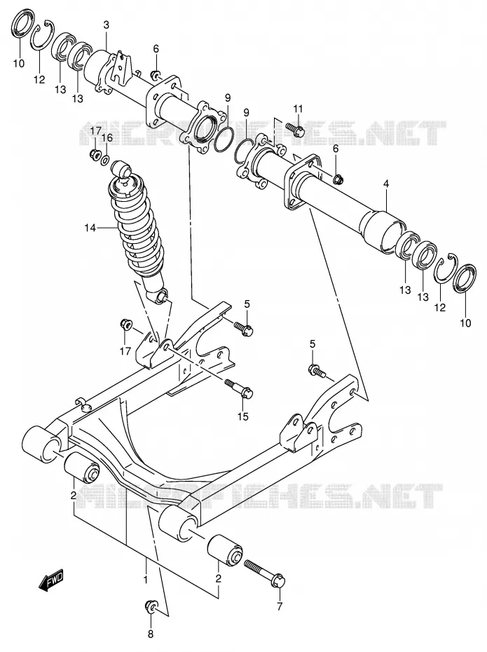 BRAS OSCILLANT ARRIERE Suzuki QUAD 400 EIGER 2005  LT-A400K5(P3/P28)