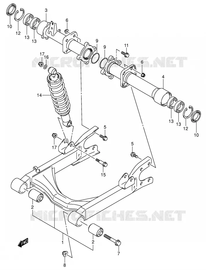 BRAS OSCILLANT ARRIERE Suzuki QUAD 400 EIGER 2006  LT-A400FK6(P24)