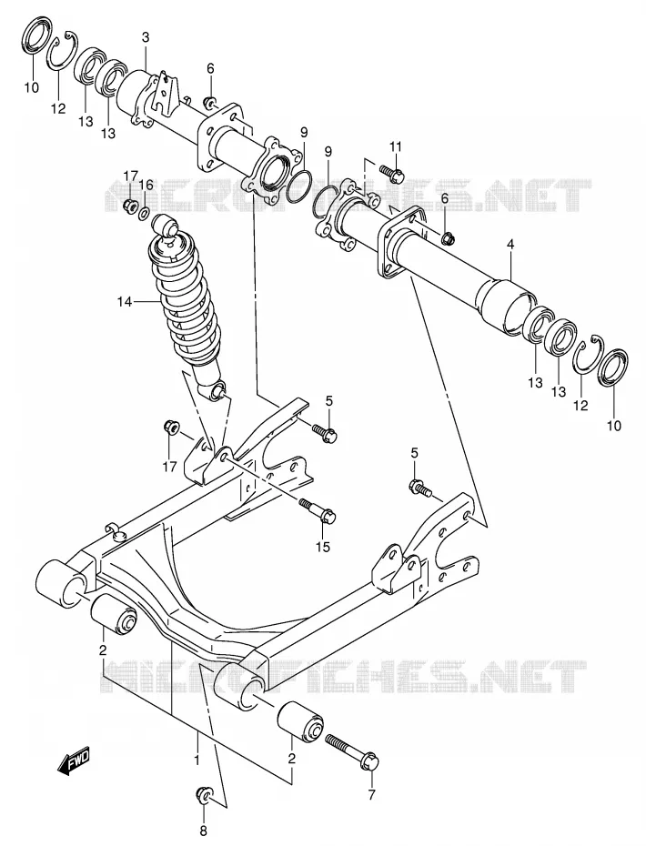 BRAS OSCILLANT ARRIERE Suzuki QUAD 400 EIGER 2007  LT-F400FK7(P24)