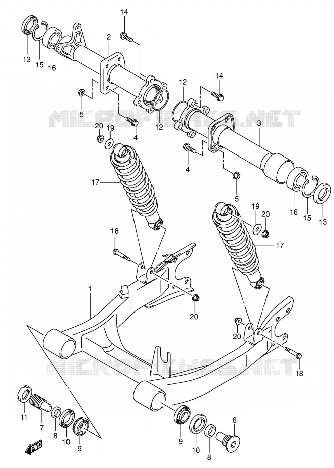 BRAS OSCILLANT ARRIERE Suzuki QUAD 500 VINSON 2003  LT-A500FK3(E3/E28)