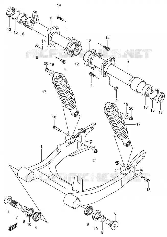 BRAS OSCILLANT ARRIERE Suzuki QUAD 500 VINSON 2004  LT-A500FK4(P28/P33)