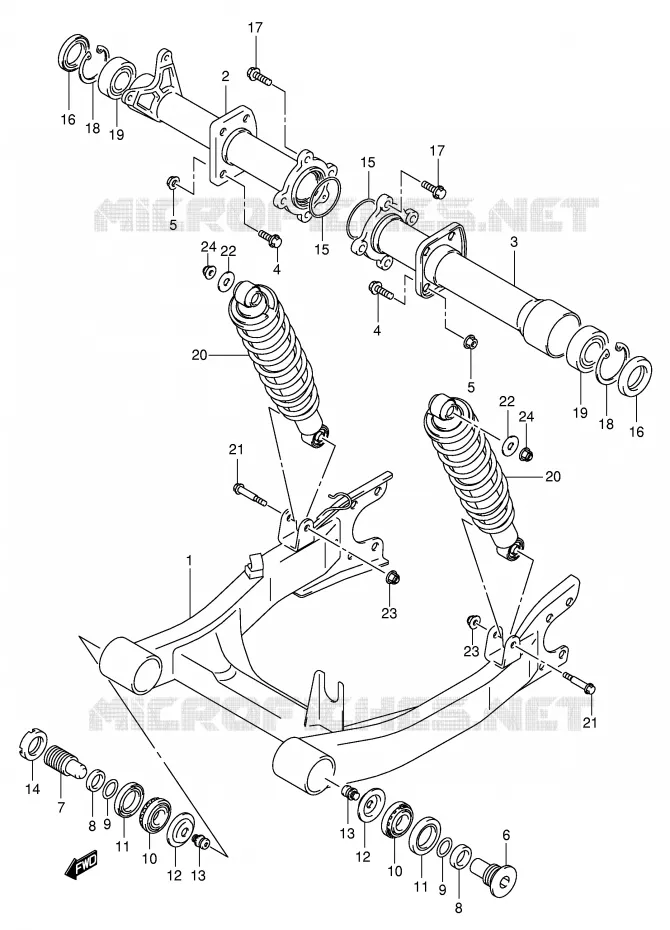 BRAS OSCILLANT ARRIERE Suzuki QUAD 500 VINSON 2006  LT-F500FK6(P24)