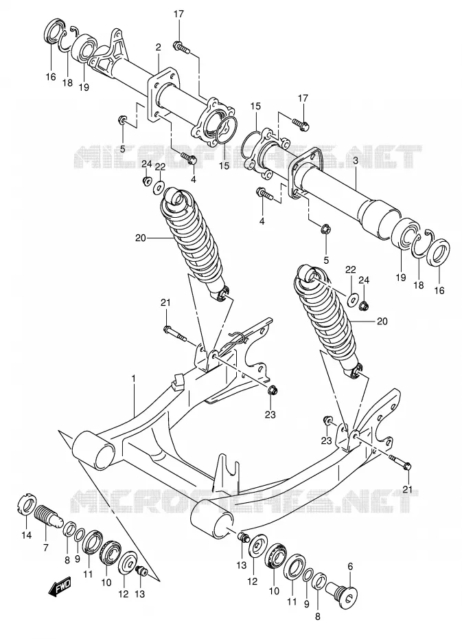 BRAS OSCILLANT ARRIERE Suzuki QUAD 500 VINSON 2007  LT-A500FK7(P24)