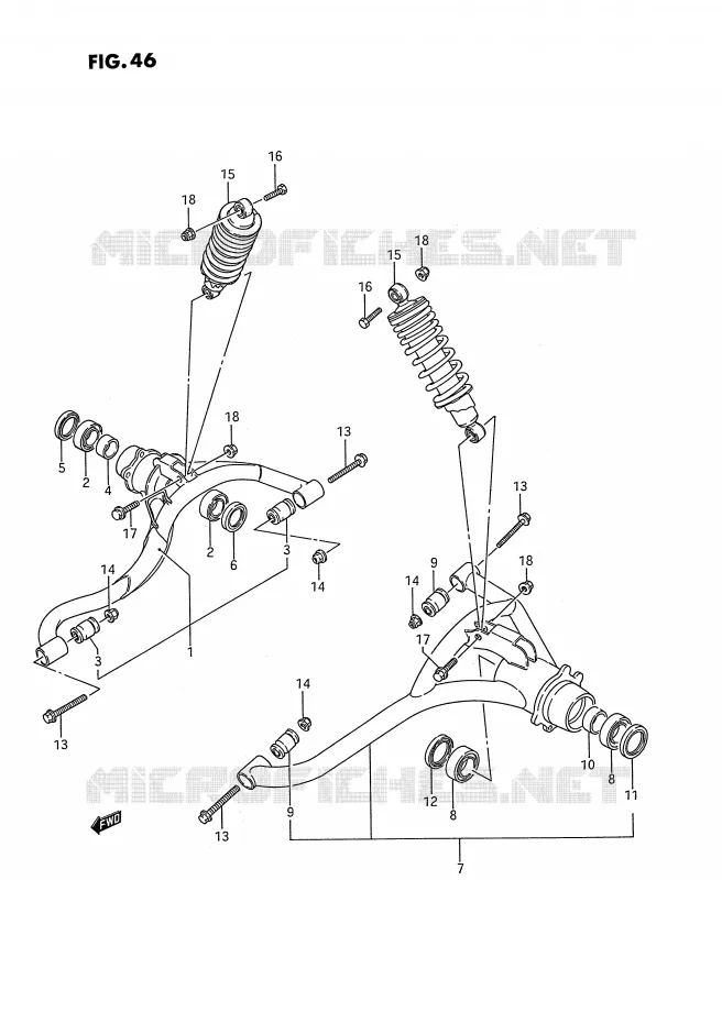 BRAS SUSPENSION ARRIERE (MODELE H) Suzuki QUAD 250 KINGQUAD 1995  LT-F4WDS(E2)