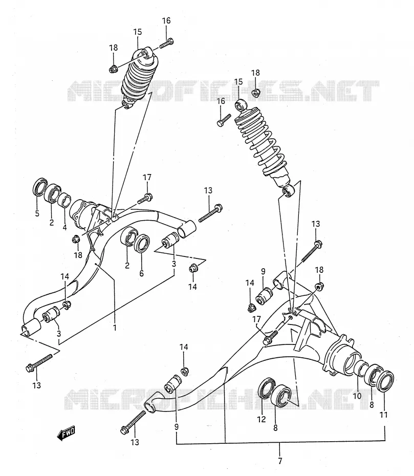 BRAS SUSPENSION ARRIERE Suzuki QUAD 300 KINGQUAD 1991  LT-F4WDXM(E28)