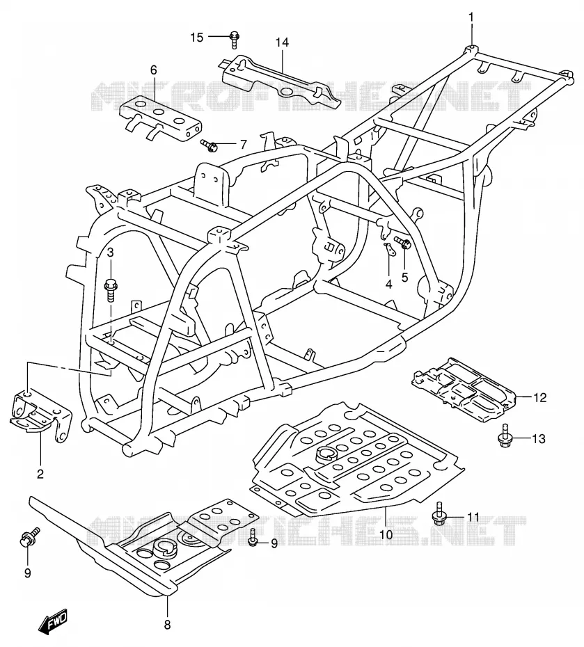 CADRE (MODELE K1/K2) Suzuki QUAD 500 VINSON 2002  LT-F500FK2(E3/E28)