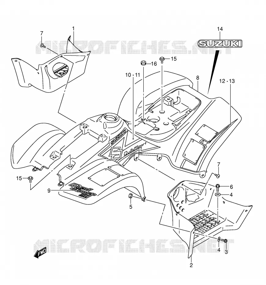 CARENAGES ARRIERE  (MODELE K4) Suzuki QUAD 50 MINIQUAD-SPORT 2002  LT-A50K2(P2)