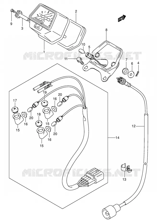 COMPTEUR (MODELE K3/K4) Suzuki QUAD 400 EIGER 2004  LT-F400FK4(P3/P28)