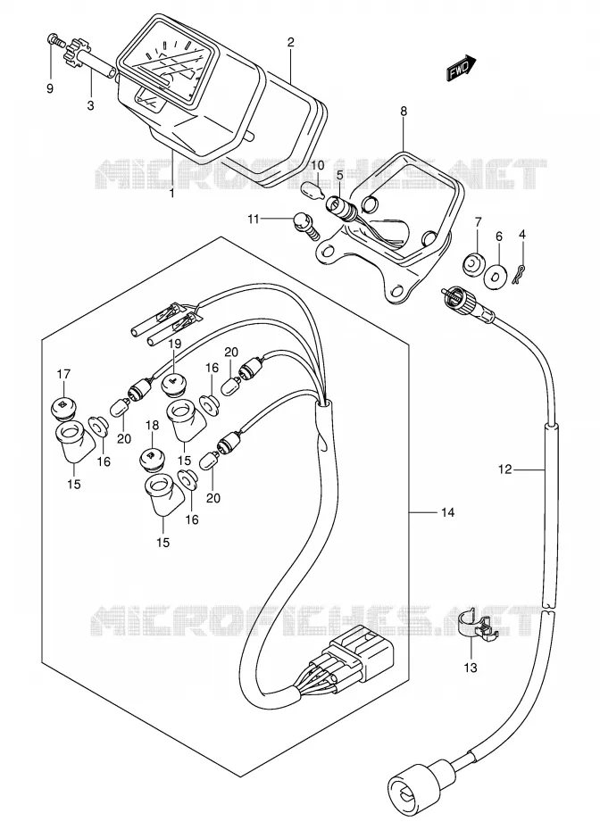 COMPTEUR (MODELE K3/K4) Suzuki QUAD 400 EIGER 2007  LT-A400FK7(P3/P28)