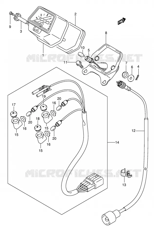 COMPTEUR (MODELE K5) Suzuki QUAD 400 EIGER 2005  LT-A400FK5(P3/P28)