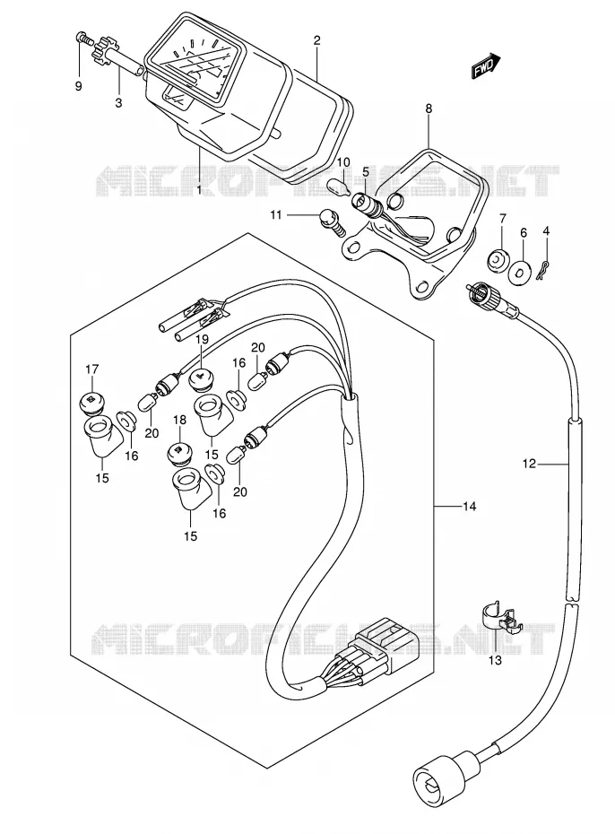 COMPTEUR (MODELE K5) Suzuki QUAD 400 EIGER 2006  LT-F400FK6(P3/P28)