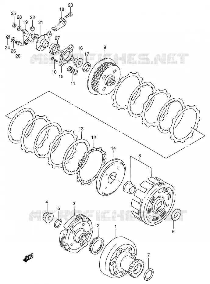 EMBRAYAGE Suzuki QUAD 500 QUADMASTER 1998  LT-F500FW(E3/E28)