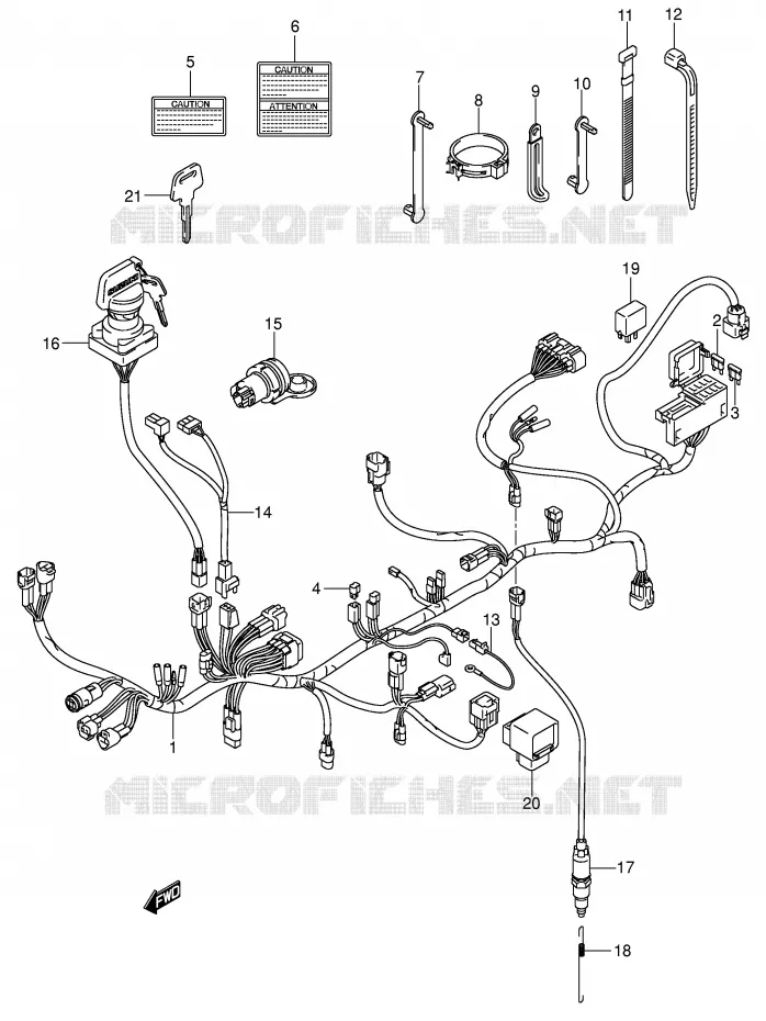 FAISCEAU ELECTRIQUE (MODELE K3) Suzuki QUAD 500 KINGQUAD 2003  LT-A500FK3(E3/E28)