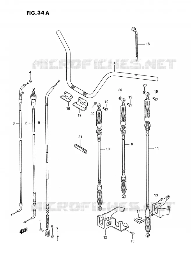 GUIDON - CABLES (MODELE L/M/N/P/R/S/T) Suzuki QUAD 250 OZARK 1990  LT-F250L(E28)