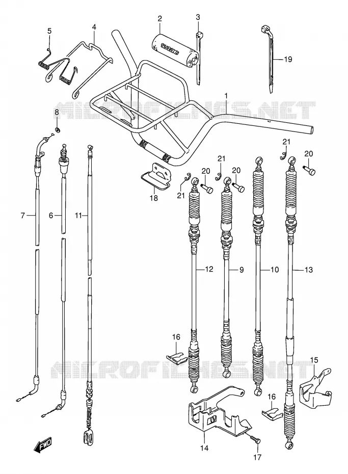 GUIDON - CABLES Suzuki QUAD 250 KINGQUAD 1998  LT-F4WDW(E17)