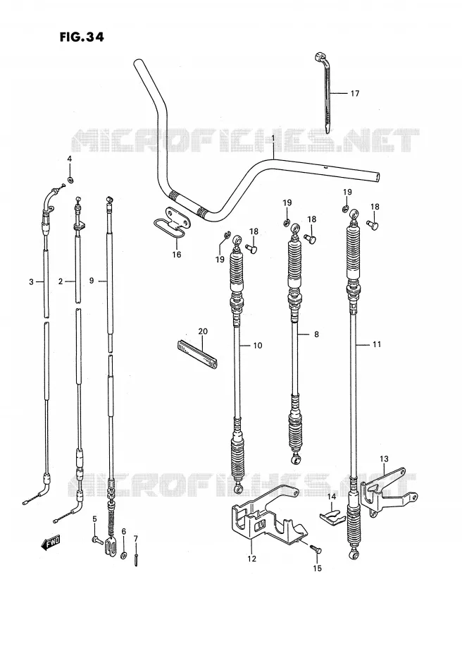 GUIDON (MODELE J/K) Suzuki QUAD 250 OZARK 1991  LT-F250M(E2)