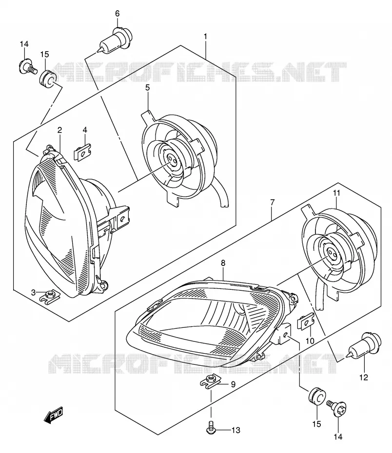 PHARE (MODELE K5 P17) Suzuki QUAD 400 EIGER 2005  LT-A400FK5(P24)