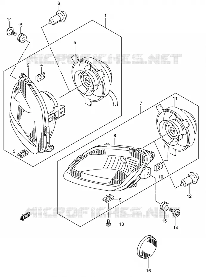 PHARE (MODELE K5) Suzuki QUAD 400 EIGER 2004  LT-A400K4(P3/P28)