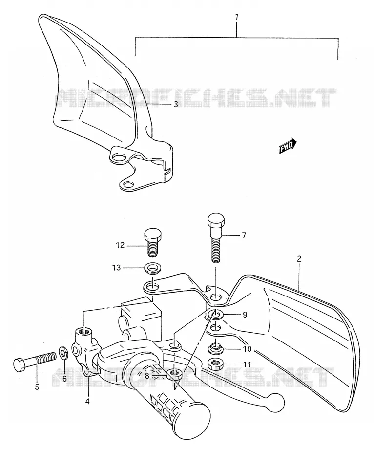 PROTEGES MAINS (OPTIONNEL) Suzuki QUAD 250 KINGQUAD 1994  LT-F4WDR(E28)
