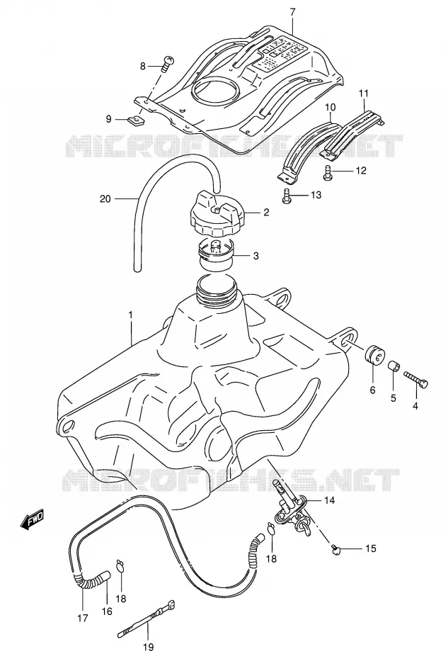 RESERVOIR D'ESSENCE Suzuki QUAD 300 KINGQUAD 2000  LT-F300Y(E24)