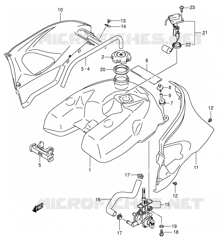 RESERVOIR D'ESSENCE Suzuki QUAD 500 KINGQUAD 2004  LT-A500FK4(P28/P33)