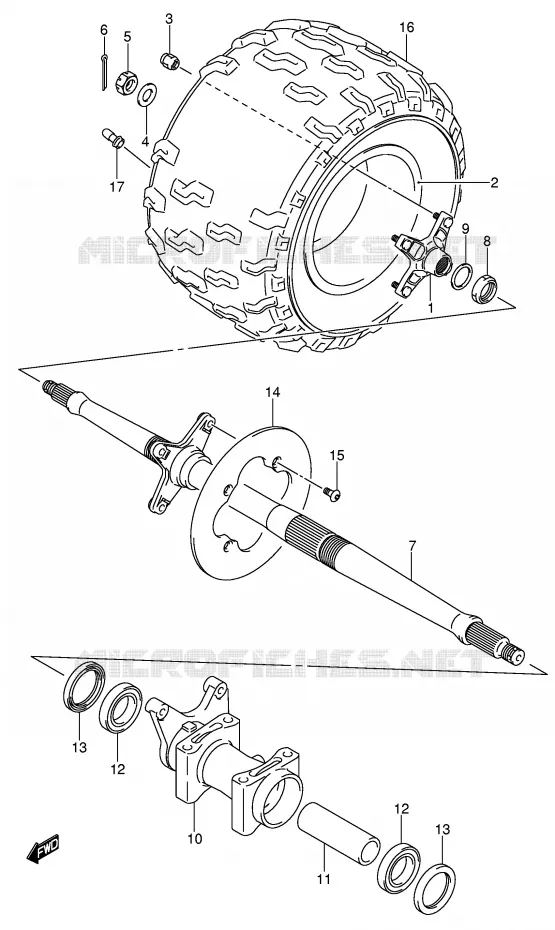 ROUE ARRIERE DROITE (MODEL K5/K6/K7) Suzuki QUAD 400 QUADSPORT 2006  LT-Z400K6(E19)