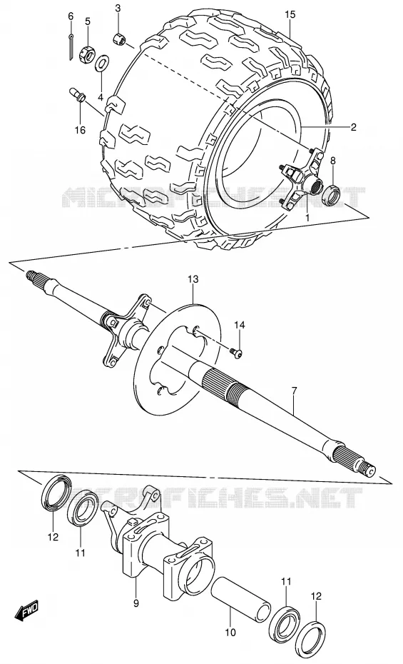 ROUE ARRIERE DROITE (MODELE K4) Suzuki QUAD 400 QUADSPORT 2007  LT-Z400K7(E19)