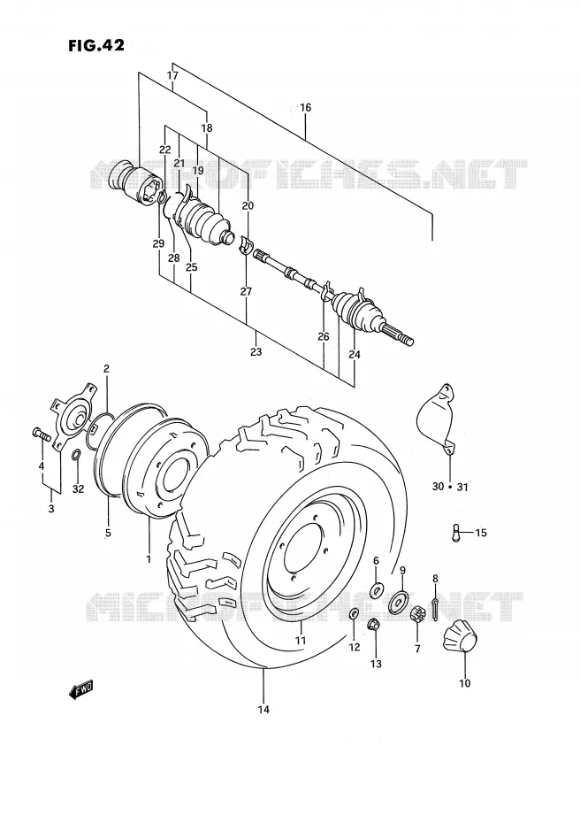 ROUE AVANT (MODELE M/N) Suzuki QUAD 300 KINGQUAD 1994  LT-F4WDXR(E3)