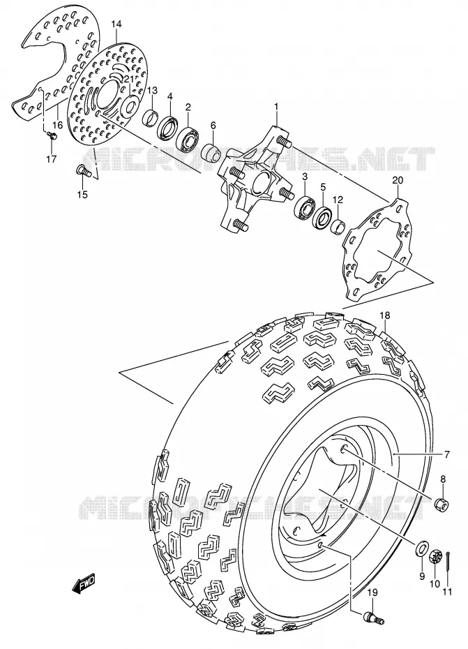 ROUE AVANT Suzuki QUAD 400 QUADSPORT 2003  LT-Z400K3(E3/E28)