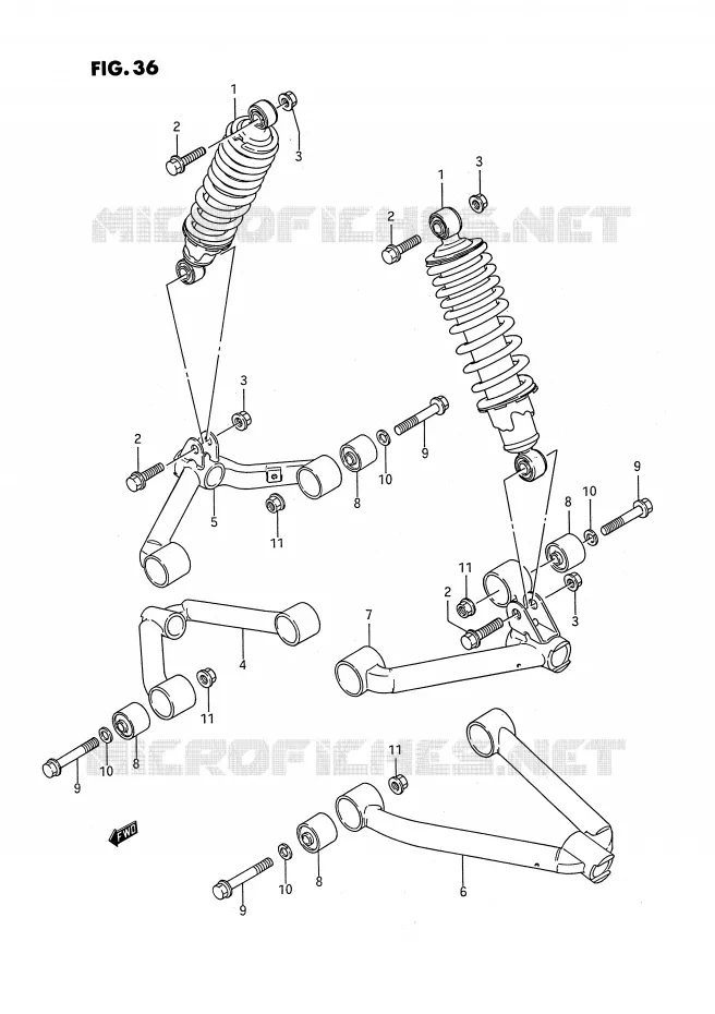 BRAS SUSPENSION AVANT Suzuki QUAD 250 KINGQUAD 1990  LT-F4WDL(E2)