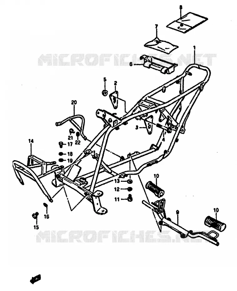 CADRE - REPOSE PIEDS Suzuki QUAD 50 MINIQUAD-SPORT 1985  LT50F(E/F/G/H/J/K)