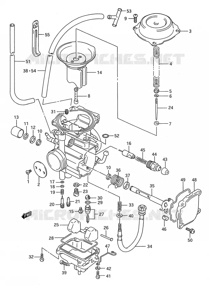 CARBURATEUR (MODELE K/L/M/N/P/R/S) Suzuki QUAD 250 KINGQUAD 1993  LT-F4WDP(E28)