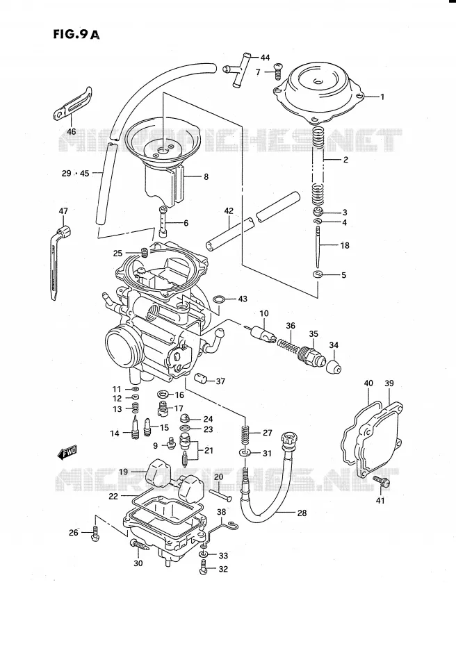 CARBURATEUR (MODELE L/M/N/P/R/S/T) Suzuki QUAD 250 OZARK 1992  LT-F250N(E3)