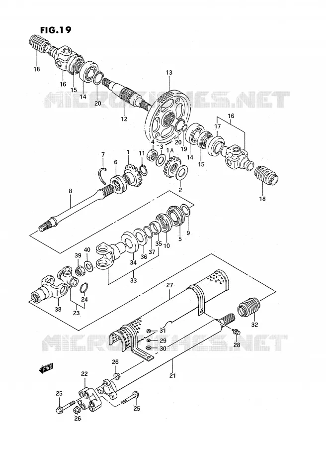CARDAN (MODELE M/N/P/R) Suzuki QUAD 300 KINGQUAD 1994  LT-F4WDXR(E3)