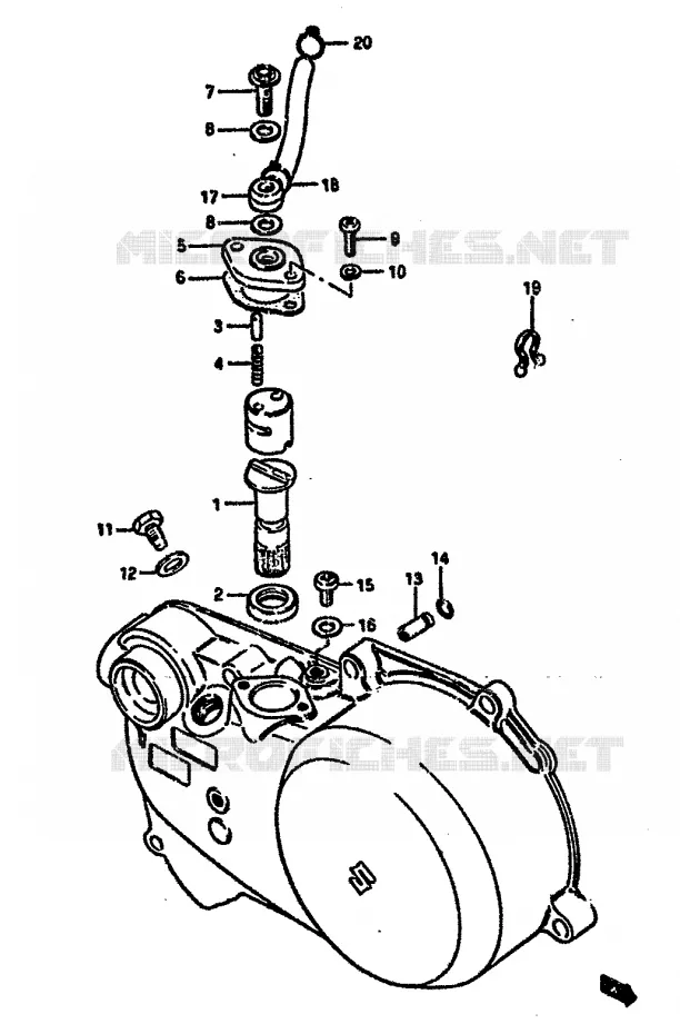CARTER D'EMBRAYAGE - POMPE A HUILE Suzuki QUAD 50 MINIQUAD-SPORT 1985  LT50F(E/F/G/H/J/K)
