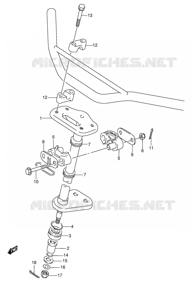COLONNE DE DIRECTION Suzuki QUAD 80 QUADSPORT 1998  LT80W(P3/P28)