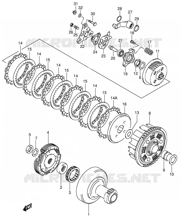 EMBRAYAGE Suzuki QUAD 250 QUADSPORT 2004  LT-Z250K4(E28/E33)