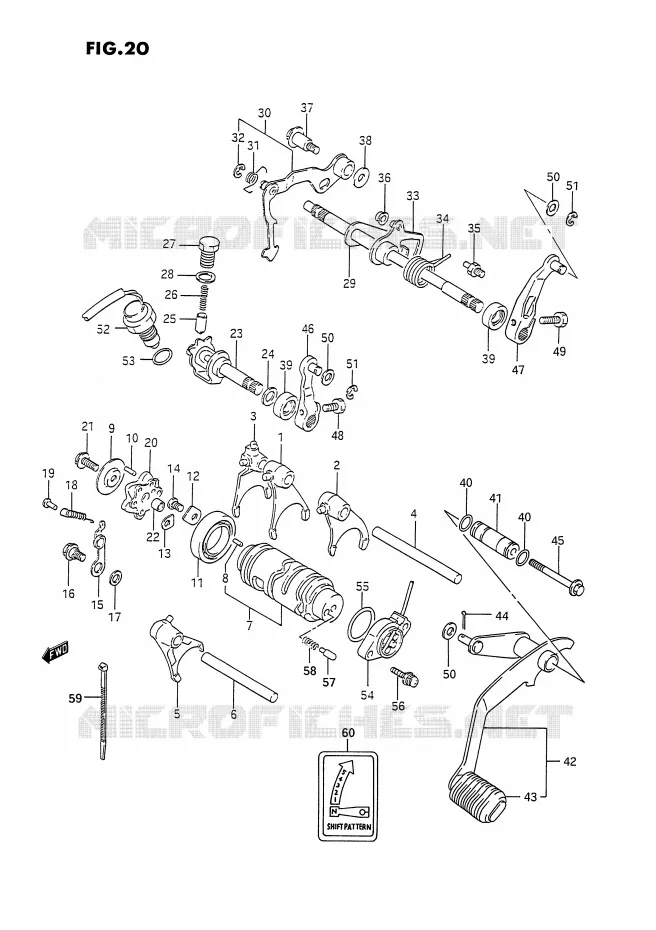 ENSEMBLE DE SELECTION DE VITESSES Suzuki QUAD 300 KINGQUAD 1993  LT-F4WDXP(E2)
