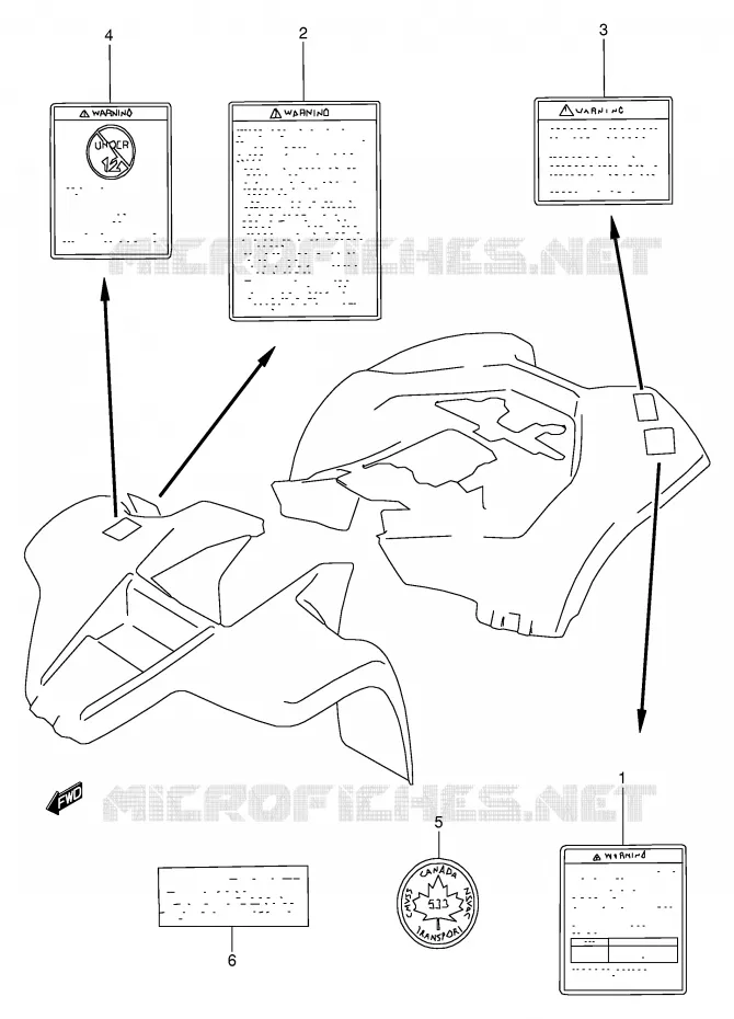 ETIQUETTE (MODELE T/V/W) Suzuki QUAD 80 QUADSPORT 1996  LT80T(P3/P28)