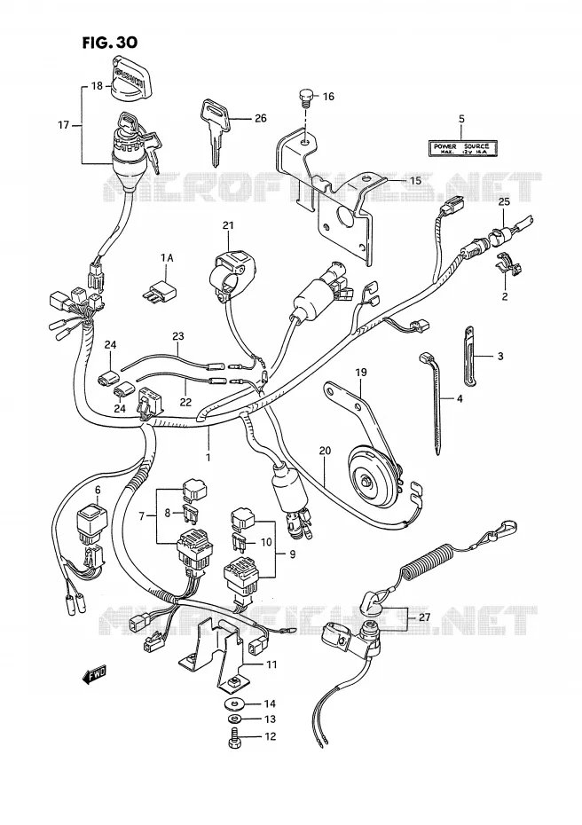 FAISCEAU ELECTRIQUE Suzuki QUAD 300 KINGQUAD 1993  LT-F4WDXP(E2)