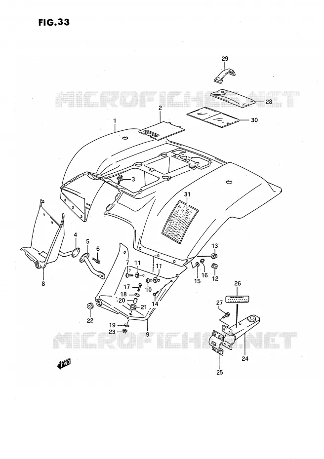 GARDE BOUE ARRIERE (MODELE L) Suzuki QUAD 160 OZARK 1993  LT-F160P(P2)