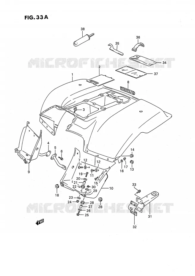 GARDE BOUE ARRIERE (MODELE M/N/P/R/S/T) Suzuki QUAD 160 OZARK 1992  LT-F160N(P2)
