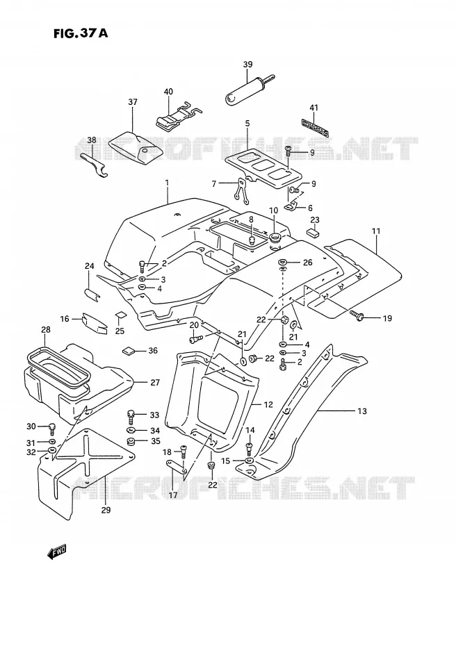 GARDE BOUE ARRIERE (MODELE M/N/P/R/S/T) Suzuki QUAD 250 OZARK 1990  LT-F250L(E28)
