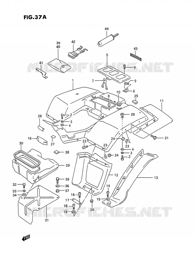 GARDE BOUE ARRIERE (MODELE M/N/P/R/S/T) Suzuki QUAD 250 OZARK 1992  LT-F250N(E2)