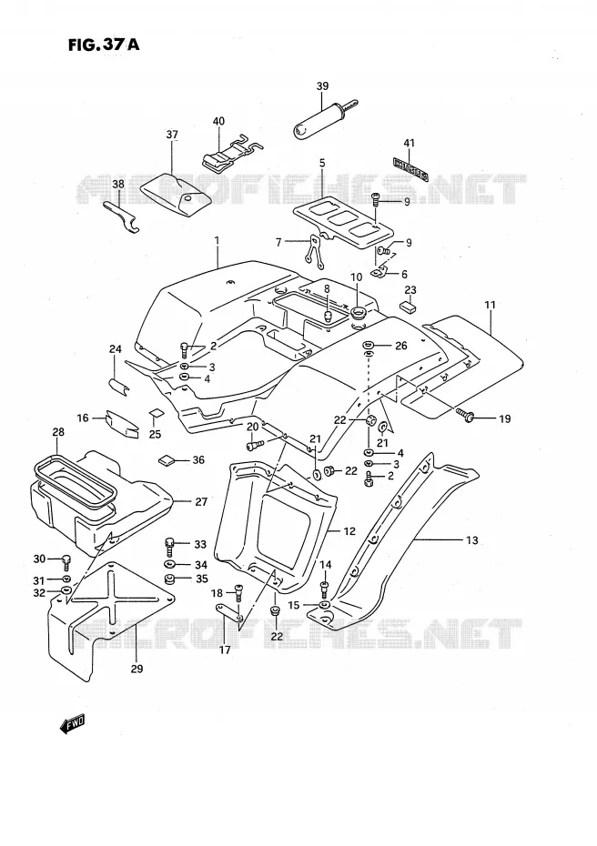 GARDE BOUE ARRIERE (MODELE M/N/P/R/S/T) Suzuki QUAD 250 OZARK 1993  LT-F250P(E3)