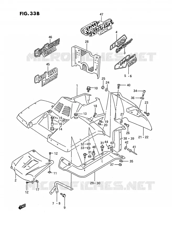 GARDE BOUE AVANT (MODELE M/N/P/R/S/T E24) Suzuki QUAD 250 OZARK 1989  LT-F250K(E2)