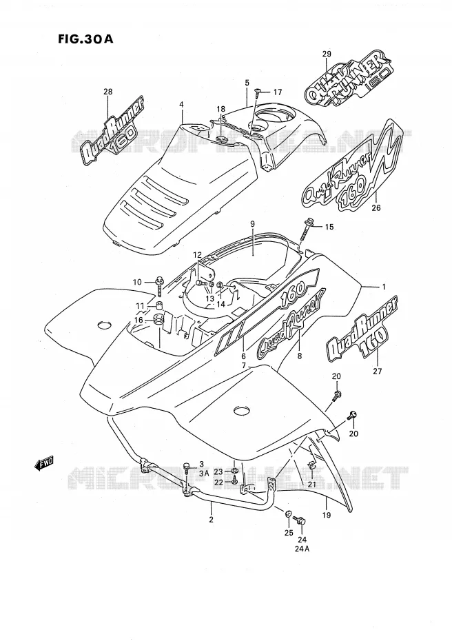 GARDE BOUE AVANT (MODELE M/N/P/R/S/T) Suzuki QUAD 160 OZARK 1992  LT-F160N(P2)