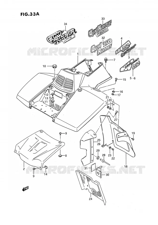 GARDE BOUE AVANT (MODELE M/N/P/R/S/T) Suzuki QUAD 250 OZARK 1993  LT-F250P(E2)