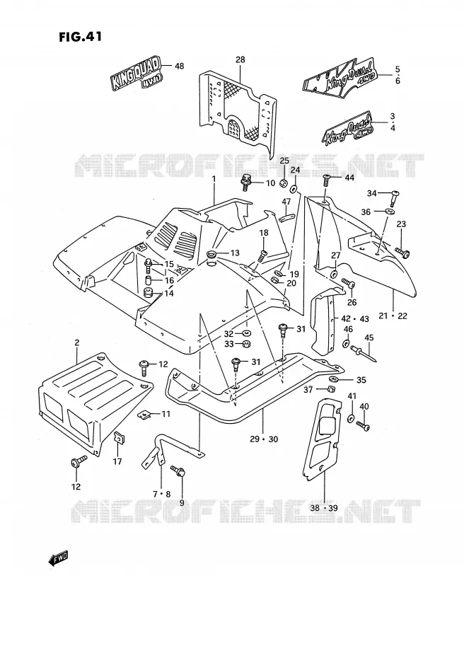 GARDE BOUE AVANT (MODELE M/N/P/R) Suzuki QUAD 300 KINGQUAD 1993  LT-F4WDXP(E3)