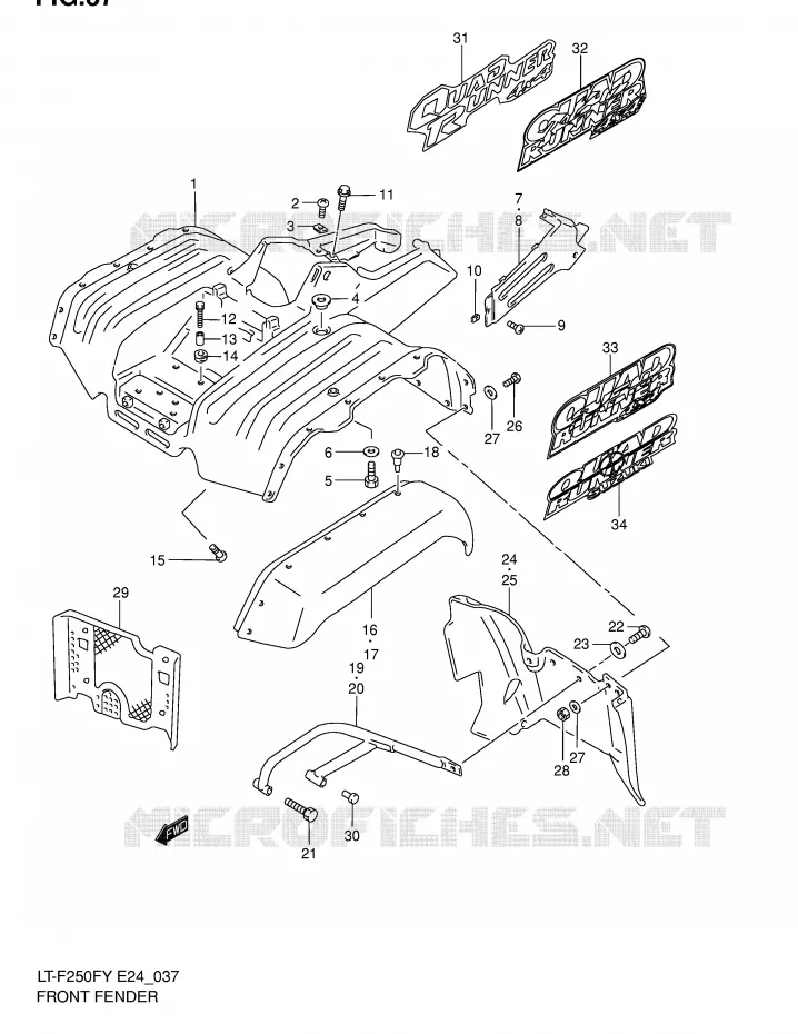 GARDE BOUE AVANT Suzuki QUAD 250 OZARK 2000  LT-F250FY(E24)
